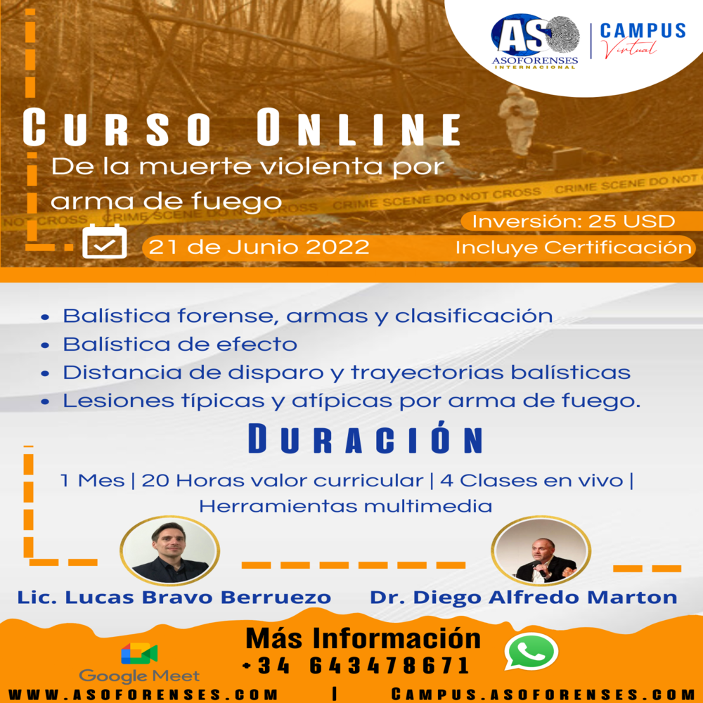 Curso internacional de la muerte violenta por arma de fuego